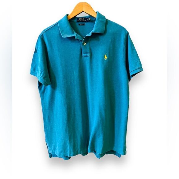 Polo Ralph Lauren Men's Polo Shirt Size XL Custom Fit Casual Turquoise - Picture 1 of 9